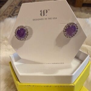 Purple Crystal Halo Stud Earrings by BP.